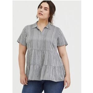 Torrid Stripe Button Front Babydoll Shirt NWT